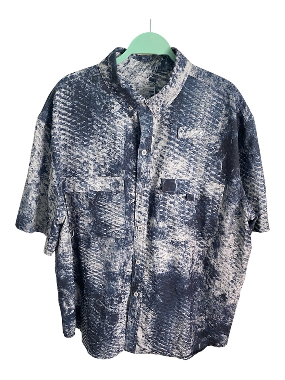 Men's Silver Bait Performance Fishing Shirt, Button Down Short Sleeve Sz: XXL
